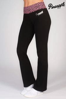 noir/imprimé léopard - Pantalon de jogging bootcut en jersey femme à bande contrastée (C03820) | €35