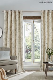Laura Ashley Dove Grey Pussy Willow Eyelet Lined Curtains (C03910) | €81 - €279