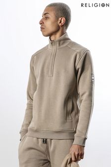 Religion Brown Regular Fit Half Zip Sweatshirt (C03916) | 57 €