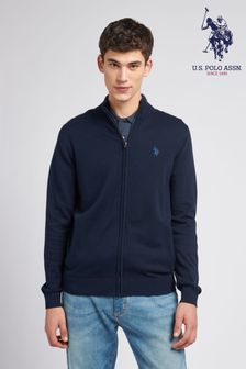 U.S. Polo Assn. Mens Blue Cotton Full Zip Knit Cardigan (C04003) | €83