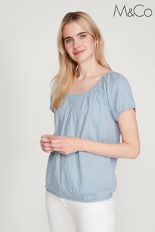 M&Co Blue Broderie Gypsy Top (C04069) | ₪ 107