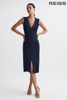 Темно-синий - Обживное платье с отделкой на плечах Reiss Andi (C04166) | €301