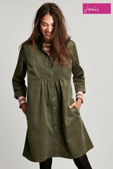 Joules Green Harlow Cord Button Through Dress (C04173) | €118