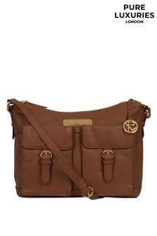 Коричневый - Кожаная сумка через плечо Pure Luxuries London Jenna (C04270) | €78