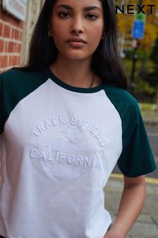 Blanco/ Verde Bosque - Camiseta ajustada de manga corta City Graphic (C04342) | 33 €