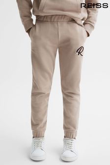 Reiss Taupe Toby Senior Garment Dyed Logo Joggers (C04360) | $83