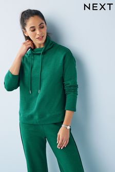 Grün - Kapuzensweatshirt mit weitem Stehkragen (C04412) | 33 €