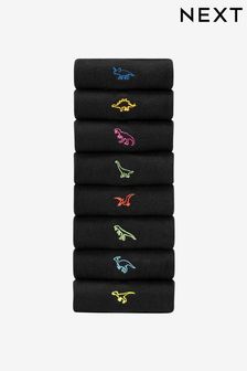 Nero - Dinosauro fluo - Confezione da 8 - Calze ricamate (C04471) | €28