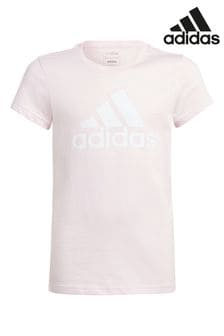 وردي - تيشرت قطن بشعار كبير ملابس رياضية من الأساسيات للأطفال من Adidas (C04521) | 64 ر.ق
