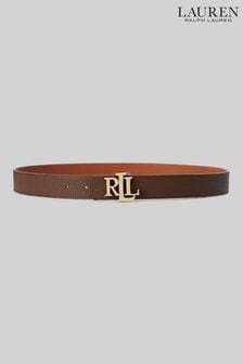 Lauren Ralph Lauren Grande ceinture monogramme réversible marron Fauve (C04572) | €96
