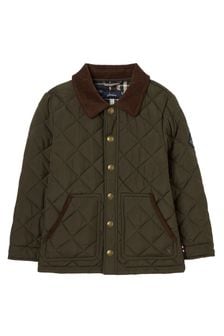 Joules Ambrose Green Diamond Quilted Jacket (C04766) | €66 - €73