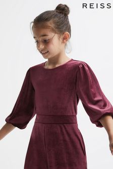 Reiss Red Mina Senior Velvet Wide Sleeve Crop Jumpsuit (C04786) | €90