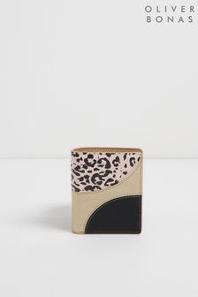 Oliver Bonas ブラック レオパード柄 カーブ ゴールド 二つ折り財布 (C05013) | ￥4,810