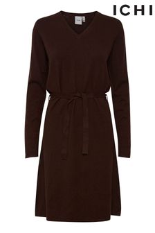 Ichi Brown Long Sleeve Mini Dress (C05209) | 205 zł