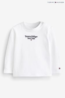 Tricou cu model grafic Tommy Hilfiger Bebeluși Tommy Alb Mânecă lungă (C05295) | 174 LEI