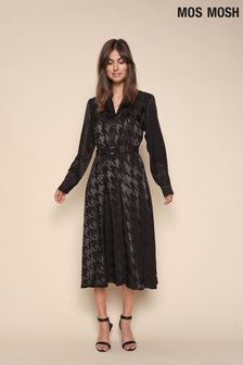Mos Mosh Tamana Alia Long Sleeve Jacquard Black Dress (C05378) | 281 €