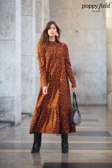 Poppy Field Orange Animal Print Maxi Dress (C05402) | €89