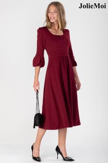 Jolie Moi Red Bell Sleeve Flare Midi Dress (C05442) | 87 €