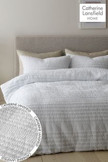 Catherine Lansfield White Lennon Stripe Duvet Cover and Pillowcase Set (C05454) | R490 - R882