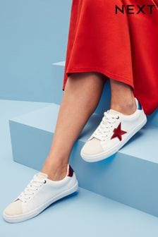 White Wide Fit Forever Comfort® Star Lace-Up Trainers (C05486) | €16