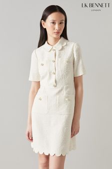LK Bennett Venetia Cream Tweed Scallop Edge Dress (C05593) | 442 €