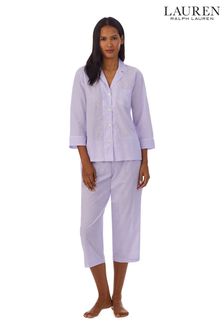 Lauren Ralph Lauren Pink Cotton Notch Collar Pyjama Set (C05892) | ₪ 508
