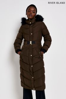 River Island Green Belted Puffer Jacket (C05894) | CA$299
