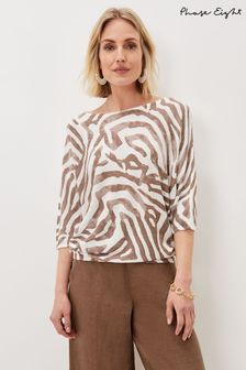 Phase Eight Lucy Brown Zebra Linen Print Knit Jumper (C05915) | 38 €