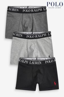 رمادي - مجموعة من 3 بوكسرات بشعار نسيج مرن قطن للأولاد من Polo Ralph Lauren (C05929) | 166 د.إ