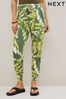 Green Palm Print Jersey Joggers (C05970) | 16 €