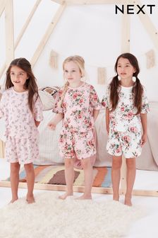 Pink/Cream Floral Short Pyjamas 3 Pack (9mths-16yrs) (C06054) | €23 - €30