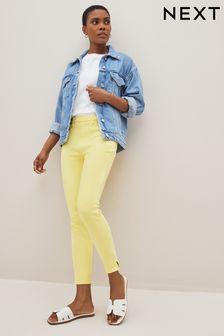 Желтый - Укороченные леггинсы-капри из джинсового трикотажа (C06357) | €10