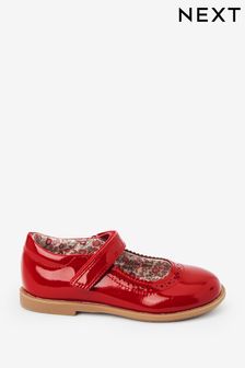 Red Patent Leather Standard Fit (F) Brogue Mary Jane Shoes (C06379) | €23 - €27
