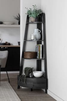 Black Bronx Oak Effect Corner Ladder Shelf (C06482) | €365