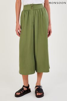 Monsoon Green Plain Crop Trousers (C06519) | €58
