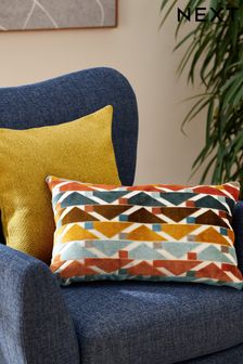 Orange Geometric Cut Velvet Rectangle Cushion (C06541) | $32