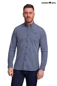 Raging Bull Blue Long Sleeve Hexagon Pattern Shirt (C06669) | 93 € - 106 €