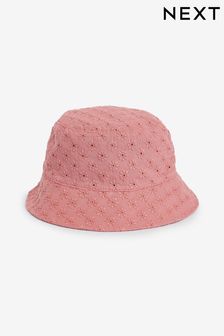 Pink Broderie Bucket Hat (3mths-10yrs) (C06713) | €5 - €7