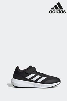 adidas Black/White Kids Runfalcon 3.0 Sport Running Elastic Lace Top Strap Trainers (C07123) | TRY 761