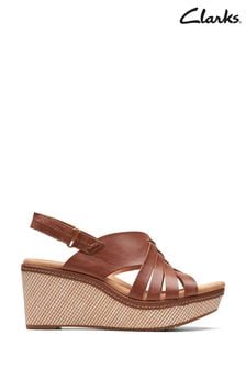 Clarks Brown Leather Elleri Grace Wedge Sandals (C07331) | €45