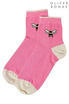 Oliver Bonas Bee Pink And Gold Ankle Socks (C07342) | €8