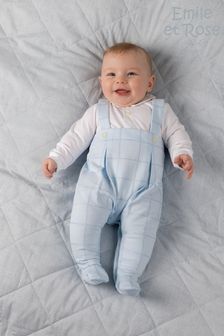 Emile Et Rose Blue 2-In-1 Checked Dungarees With Mock Braces (C07605) | $68