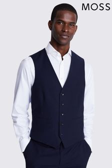 MOSS Blue Tailored Fit Suit Waistcoat (C07729) | kr1,038