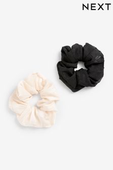 Black/Pink 2 Pack Textured Scrunchies (C07760) | €11