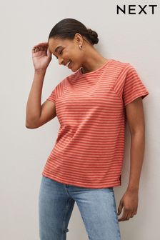 Pink Stripe Short Sleeve Crew Neck T-Shirt (C07871) | 47 zł