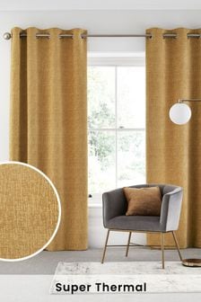 Yellow Heavyweight Chenille Eyelet Super Thermal Curtains (C08226) | 134 € - 210 €