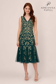 Adrianna Papell Paillettenbesticktes Kleid mit Rüschen, Grün (C08251) | 229 €