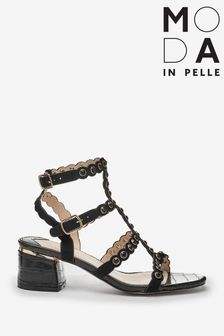 Moda In Pelle Black Multi Strap Block Heel Sandals (C08342) | ₪ 373