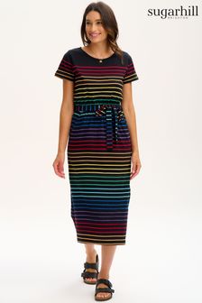 Sugarhill Brighton Black Night Rainbow Flissy Jersey Dress (C08350) | 60 €