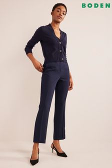 Boden Blue Straight Crepe Trousers (C08381) | €66
